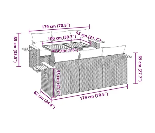 7-Osaline Aiadiivani Komplekt Patjadega, Must, Polürotang