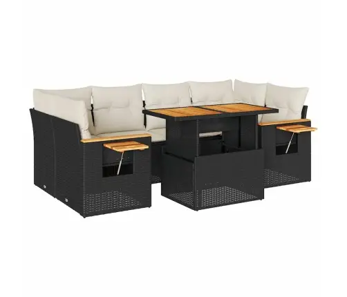 7-Daļīgs Dārza Dīvāna Komplekts, Matrači, Melna Pe Rotangpalma Vidaxl