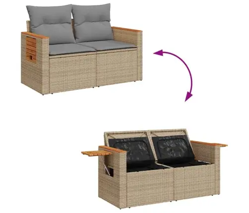 Sodo Komplektas Su Pagalvėlėmis, 7 Dalių, Poliratanas/Akacija