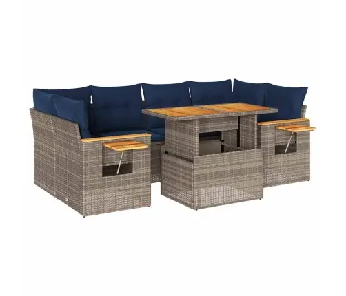 Sofos Komplektas Su Pagalvėlėmis, 7 Dalių, Pilkas, Poliratanas