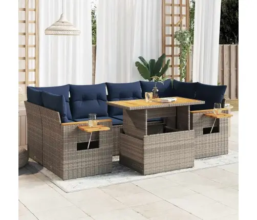 Sofos Komplektas Su Pagalvėlėmis, 7 Dalių, Pilkas, Poliratanas