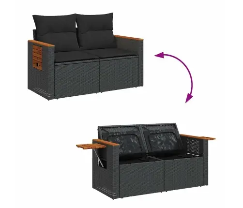 Sodo Komplektas Su Pagalvėlėmis, 8 Dalių, Poliratanas/Akacija