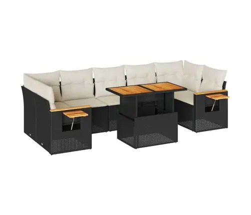 8-Daļīgs Dārza Dīvāna Komplekts, Matrači, Melna Pe Rotangpalma Vidaxl
