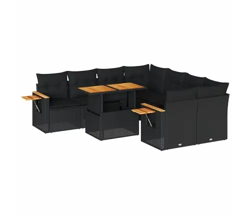 Sodo Komplektas Su Pagalvėlėmis, 9 Dalių, Poliratanas/Akacija