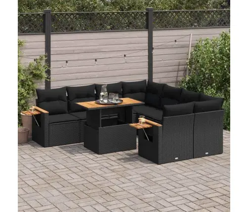 Sodo Komplektas Su Pagalvėlėmis, 9 Dalių, Poliratanas/Akacija