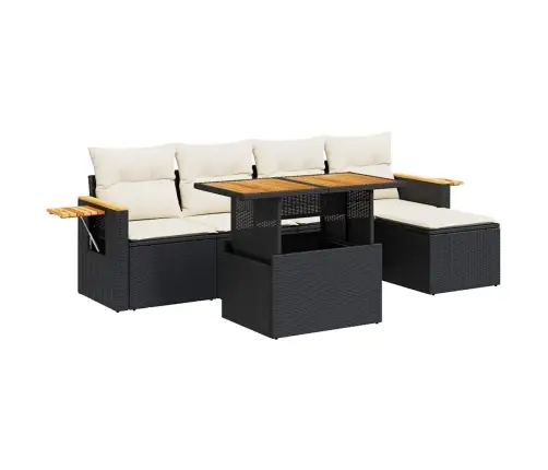 6-Daļīgs Dārza Dīvāna Komplekts, Matrači, Melna Pe Rotangpalma Vidaxl
