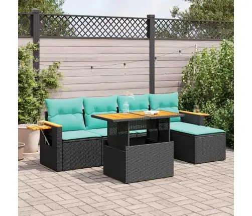 6-Osaline Aiadiivani Komplekt Patjadega, Must, Rotang/Akaatsia