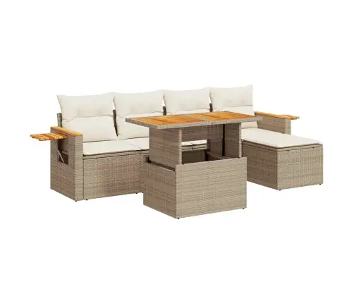 Sodo Komplektas Su Pagalvėlėmis, 6 Dalių, Poliratanas/Akacija