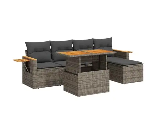 Sodo Komplektas Su Pagalvėlėmis, 6 Dalių, Poliratanas/Akacija