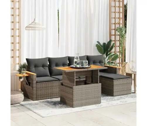 Sodo Komplektas Su Pagalvėlėmis, 6 Dalių, Poliratanas/Akacija