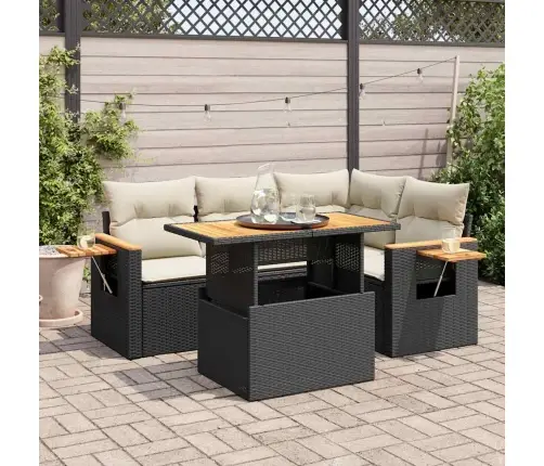 Sodo Komplektas Su Pagalvėlėmis, 5 Dalių, Poliratanas/Akacija