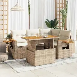 5-Osaline Aiadiivani Komplekt Patjadega, Beež, Rotang/Akaatsia