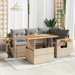 5-Osaline Aiadiivani Komplekt Patjadega, Beež, Rotang/Akaatsia