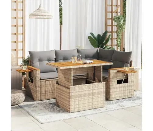 5-Osaline Aiadiivani Komplekt Patjadega, Beež, Rotang/Akaatsia