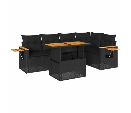 6-Daļīgs Dārza Dīvāna Komplekts, Matrači, Melna Pe Rotangpalma Vidaxl