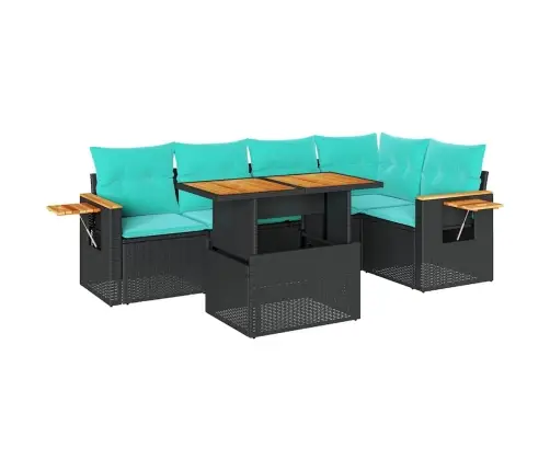 6-Daļīgs Dārza Dīvāna Komplekts, Matrači, Melna Pe Rotangpalma Vidaxl