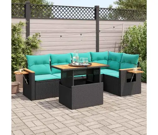 6-Daļīgs Dārza Dīvāna Komplekts, Matrači, Melna Pe Rotangpalma Vidaxl