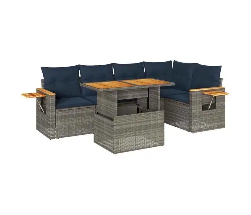 6-Daļīgs Dārza Dīvāna Komplekts, Matrači, Pelēka Pe Rotangpalma Vidaxl