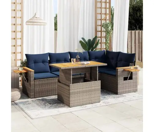 6-Daļīgs Dārza Dīvāna Komplekts, Matrači, Pelēka Pe Rotangpalma Vidaxl