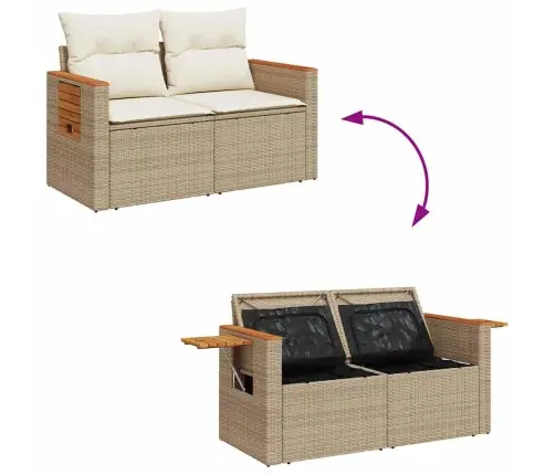 7-Osaline Aiadiivani Komplekt Patjadega, Beež, Rotang/Akaatsia