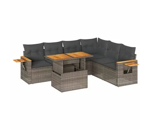 7-Daļīgs Dārza Dīvāna Komplekts, Matrači, Pelēka Pe Rotangpalma Vidaxl