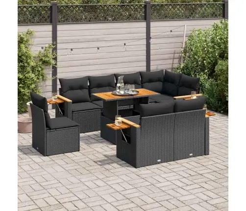 Sodo Komplektas Su Pagalvėlėmis, 9 Dalių, Poliratanas/Akacija