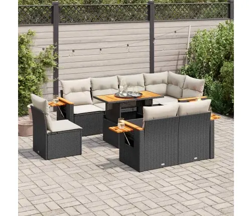 Sodo Komplektas Su Pagalvėlėmis, 9 Dalių, Poliratanas/Akacija