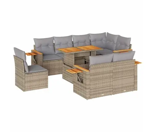 Sodo Komplektas Su Pagalvėlėmis, 9 Dalių, Poliratanas/Akacija