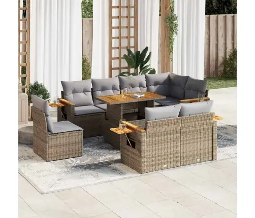 Sodo Komplektas Su Pagalvėlėmis, 9 Dalių, Poliratanas/Akacija