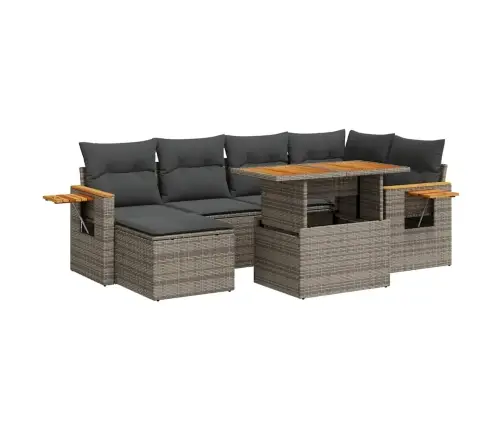 7-Daļīgs Dārza Dīvāna Komplekts, Matrači, Pelēka Pe Rotangpalma Vidaxl