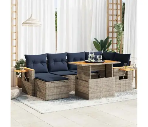 7-Daļīgs Dārza Dīvāna Komplekts, Matrači, Melna Pe Rotangpalma Vidaxl