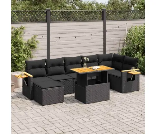 8-Osaline Aiadiivani Komplekt Patjadega, Must, Rotang/Akaatsia