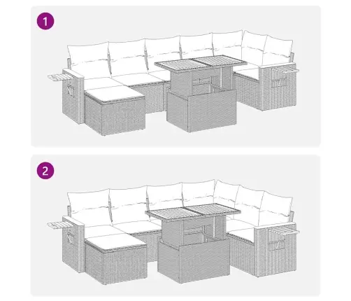 8-Osaline Aiadiivani Komplekt Patjadega, Must, Rotang/Akaatsia