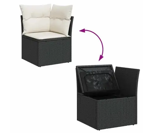 8-Osaline Aiadiivani Komplekt Patjadega, Must, Rotang/Akaatsia