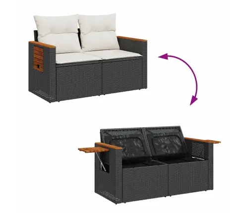 8-Osaline Aiadiivani Komplekt Patjadega, Must, Rotang/Akaatsia