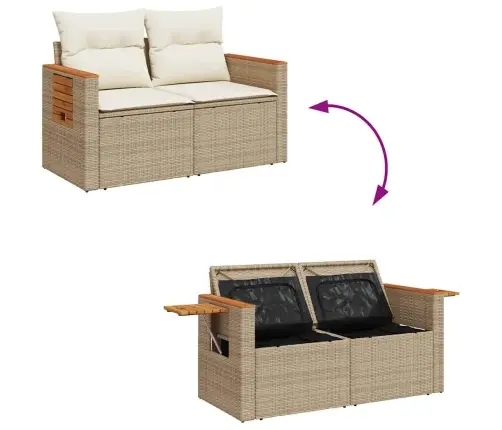 8-Daļīgs Dārza Dīvāna Komplekts, Matrači, Bēša Pe Rotangpalma Vidaxl