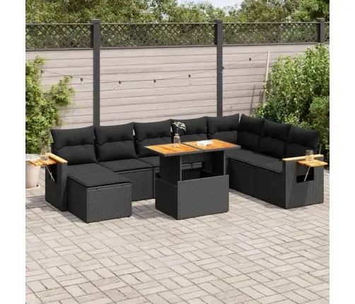 Sodo Komplektas Su Pagalvėlėmis, 9 Dalių, Poliratanas/Akacija