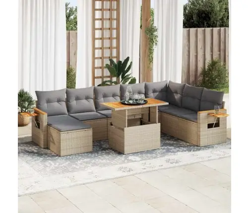 9-Osaline Aiadiivani Komplekt Patjadega, Beež, Rotang/Akaatsia