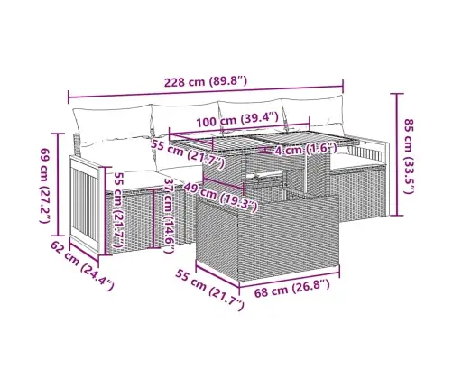 5-Osaline Aiadiivani Komplekt Patjadega, Hall , Polürotang