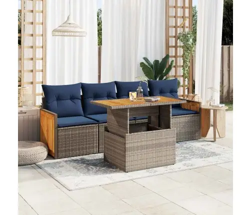 Sodo Komplektas Su Pagalvėlėmis, 5 Dalių, Poliratanas/Akacija