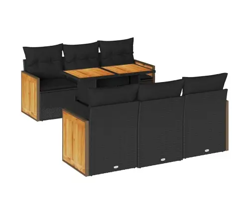 7-Osaline Aiadiivani Komplekt Patjadega, Must, Rotang/Akaatsia