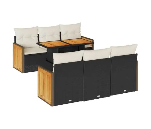 Sodo Komplektas Su Pagalvėlėmis, 7 Dalių, Poliratanas/Akacija