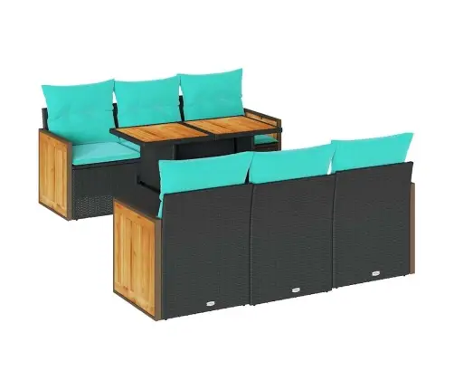 Sodo Komplektas Su Pagalvėlėmis, 7 Dalių, Poliratanas/Akacija