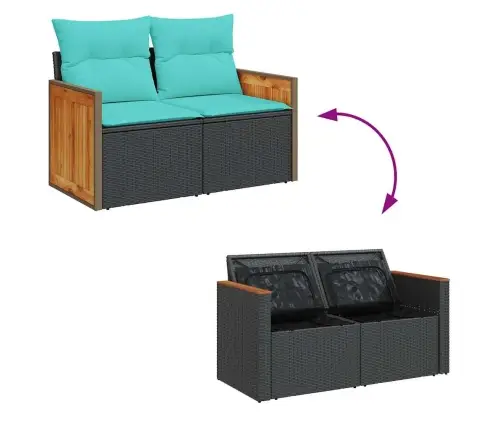 Sodo Komplektas Su Pagalvėlėmis, 7 Dalių, Poliratanas/Akacija