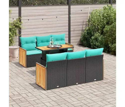 Sodo Komplektas Su Pagalvėlėmis, 7 Dalių, Poliratanas/Akacija