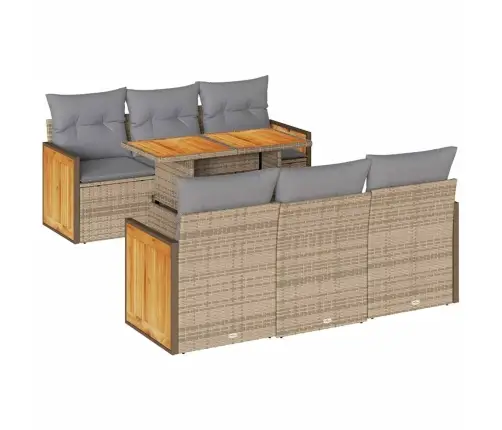 7-Osaline Aiadiivani Komplekt Patjadega, Beež, Rotang/Akaatsia