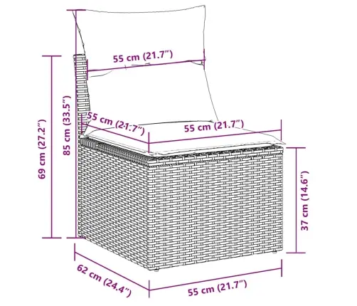 7-Osaline Aiadiivani Komplekt Patjadega, Beež, Rotang/Akaatsia