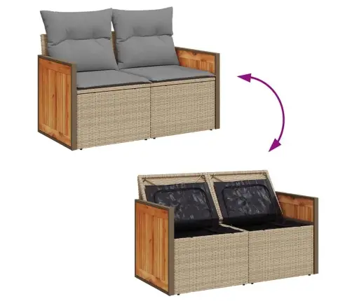 7-Osaline Aiadiivani Komplekt Patjadega, Beež, Rotang/Akaatsia