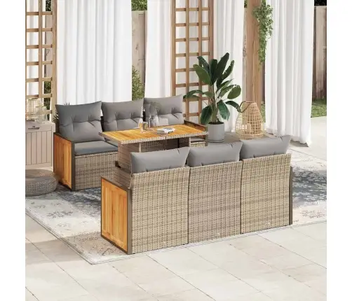 7-Osaline Aiadiivani Komplekt Patjadega, Beež, Rotang/Akaatsia