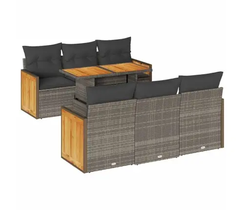 7-Daļīgs Dārza Dīvāna Komplekts, Matrači, Pelēka Pe Rotangpalma Vidaxl